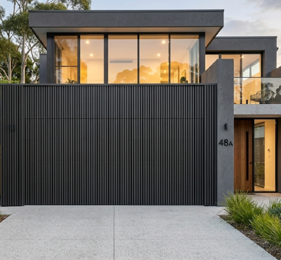 Well maintained batten style garage door