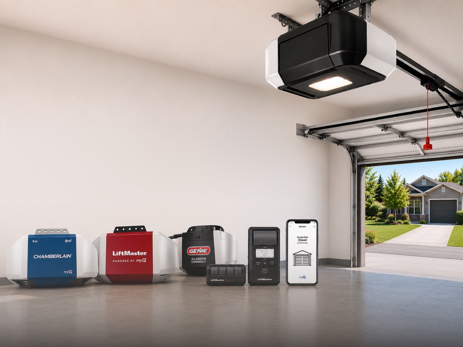 Garage door opener and motor installation